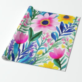 Liebliche bunte Blume und Vögel Umschlagpapier Geschenkpapier