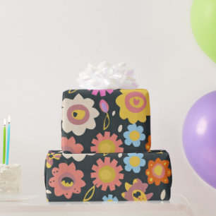 Liebliche bunte Blume und Vögel Umschlagpapier Geschenkpapier