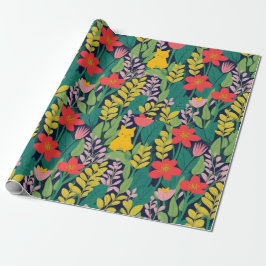 Liebliche bunte Blume und Vögel Umschlagpapier Geschenkpapier