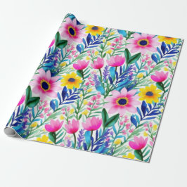 Liebliche bunte Blume und Vögel Umschlagpapier Geschenkpapier