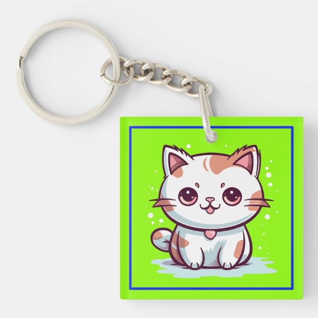 Liebliche Cat Kawaii Style Clipart-47758 Schlüsselanhänger (Vorderseite)