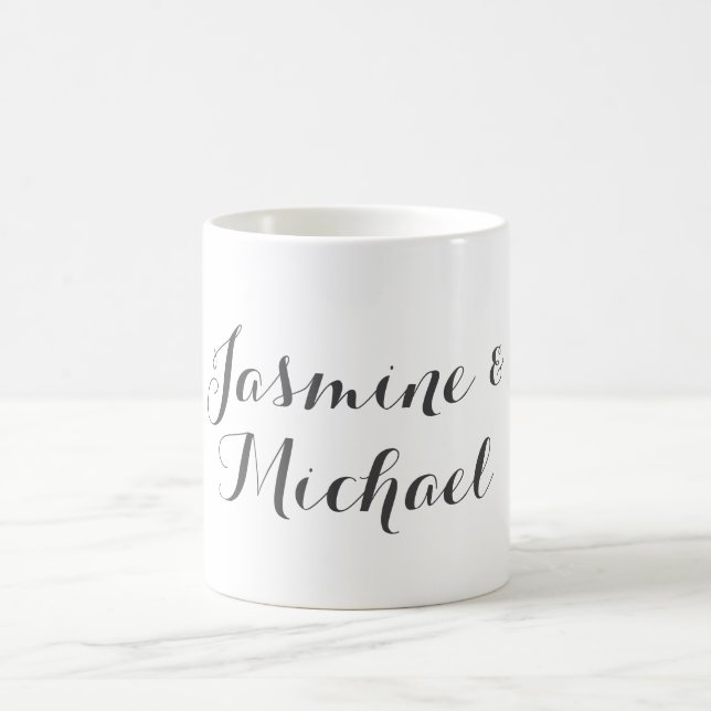 Liebliche Chic Calligraphy Couple Names Kaffeetasse (Mittel)
