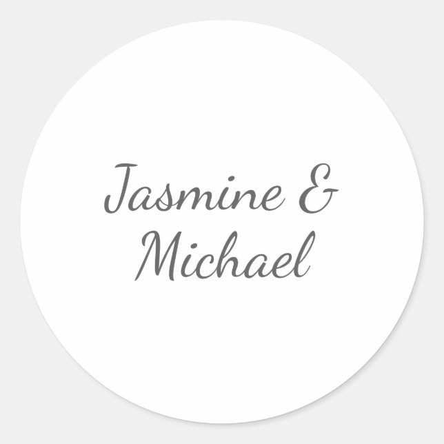 Liebliche Chic Calligraphy Couple Names Wedding Runder Aufkleber (Vorderseite)