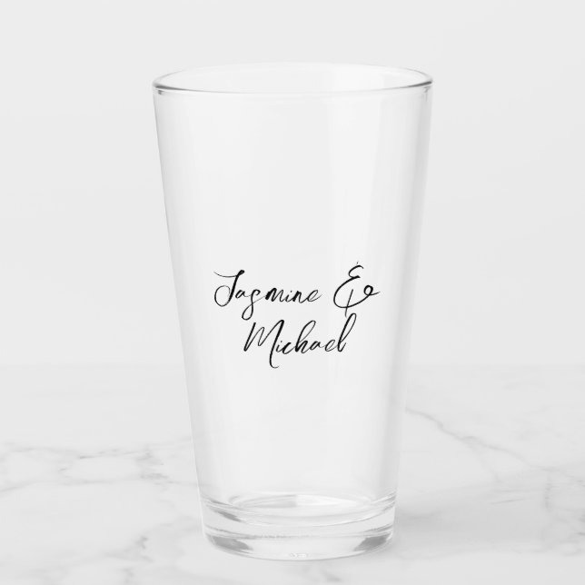 Liebliche Chic Calligraphy Names Hochzeiten Glas (Vorderseite)