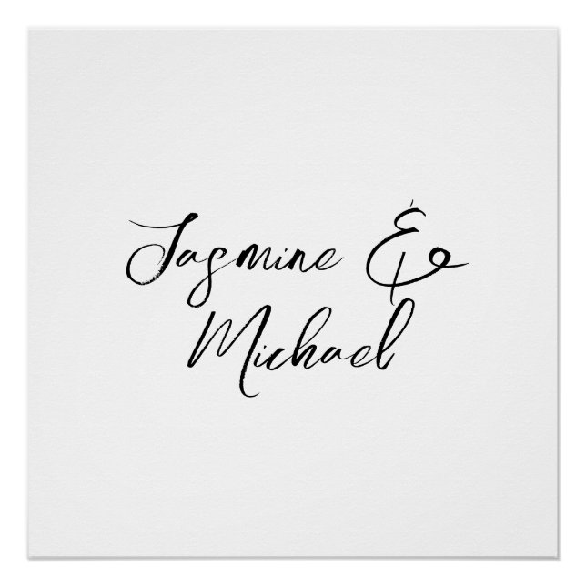 Liebliche Chic Calligraphy Names Hochzeiten Poster (Vorderseite)