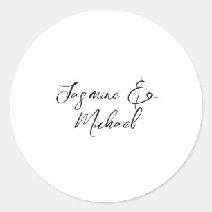 Liebliche Chic Calligraphy Names Hochzeiten Runder Aufkleber