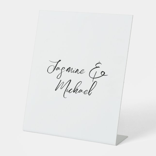 Liebliche Chic Calligraphy Names Hochzeiten Sockelschild (Vorderseite)