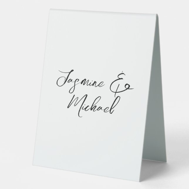 Liebliche Chic Calligraphy Names Hochzeiten Tischaufsteller (Vorderseite)