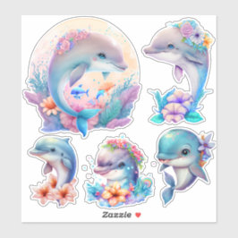 Liebliche Dolphin-Illustrationen Aufkleber