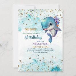 Liebliche Dolphin Niedlich Baby Girl Einladung zum