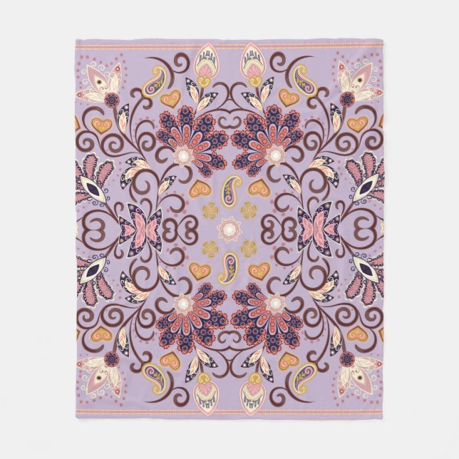 Liebliche ethnische indische Blume. Schöner Schmuc Fleecedecke (Vorderseite)