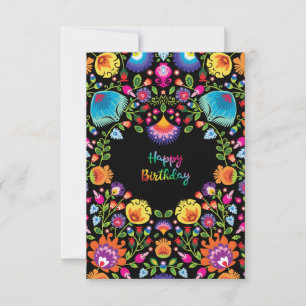 Liebliche Folklore Happy Birthday Card Dankeskarte