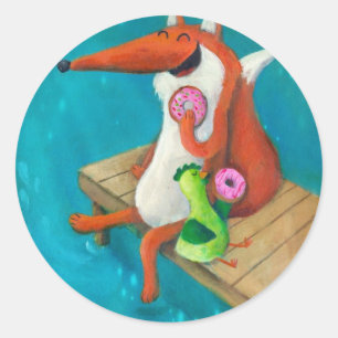 Liebliche Fox- und Hühnerfresser Runder Aufkleber