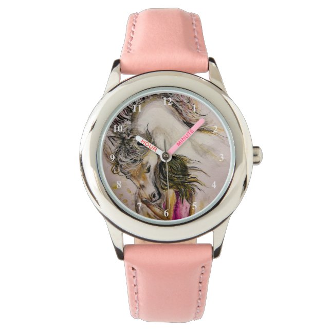 Liebliche Freunde - Aquarellmalerei - Armbanduhr (Vorderseite)