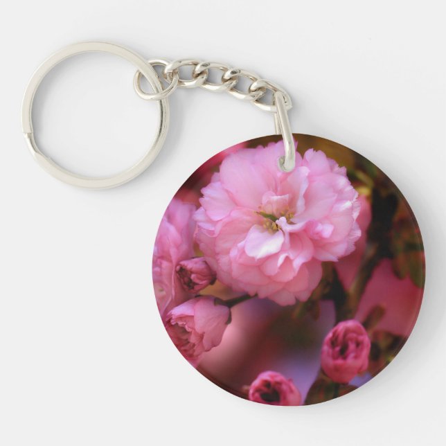Liebliche Frühlingserreger Rosa Kirschblüten Schlüsselanhänger (Vorderseite)