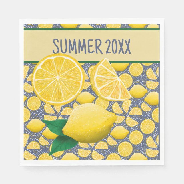 Liebliche Gelbe Lemons Sommerpapier Napkin Serviette (Vorderseite)