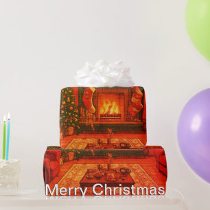 Liebliche gemütliche Weihnachtsfamilie Ansammlung Geschenkpapier