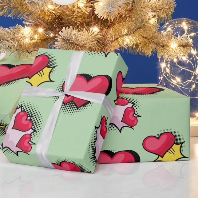 Liebliche Geschenke aus dem Comic in Rot und Schwa Geschenkpapier (Von Creator hochgeladen)