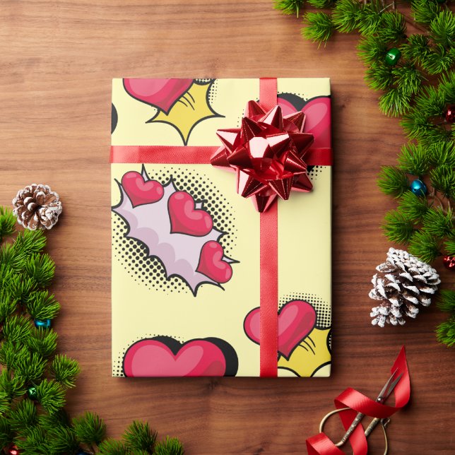 Liebliche Geschenke aus dem Comic in Rot und Schwa Geschenkpapier (Von Creator hochgeladen)