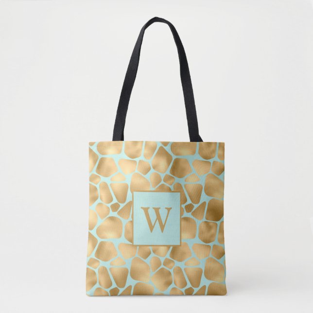 Liebliche Giraffe Spots Minze und Golden Tasche (Vorderseite)