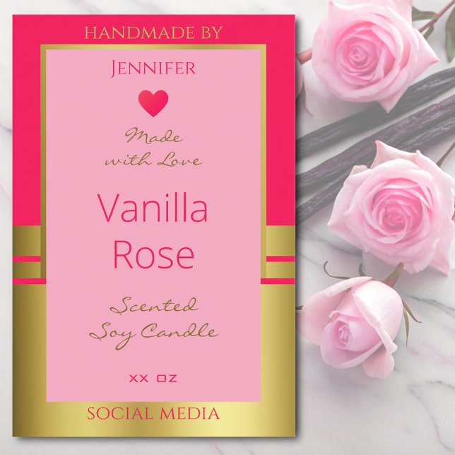 Liebliche Girly Product Packaging Label Rosa und G Lebensmitteletikett (Von Creator hochgeladen)