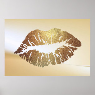 Liebliche glitzernde Lippen, Kuss Poster