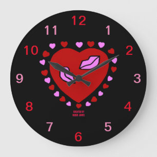 Liebliche Herz Kisses Akryllische Wall Clock Große Wanduhr