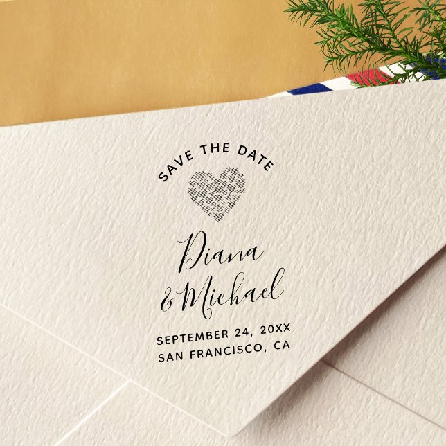 Liebliche Herzen SAVE THE DATE Kalligraphie Permastempel (Von Creator hochgeladen)