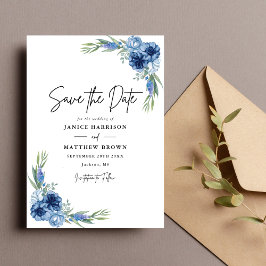 Liebliche Hochzeit mit Blauer Flora Save The Date