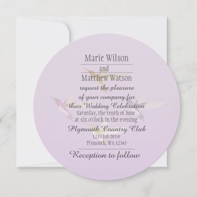 Liebliche Hummingbirds Hochzeit Einladung (Vorderseite)