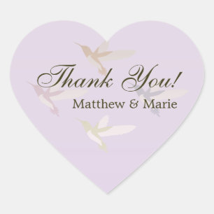 Liebliche Hummingbirds Wedding Danke Herz-Aufkleber