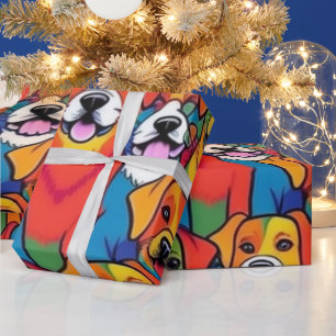 Liebliche Hunde bunte Hunde Haustiere Schwänze Pap Geschenkpapier