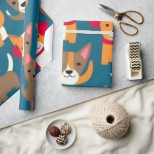 Liebliche Hunde bunte Hunde Haustiere Schwänze Pap Geschenkpapier