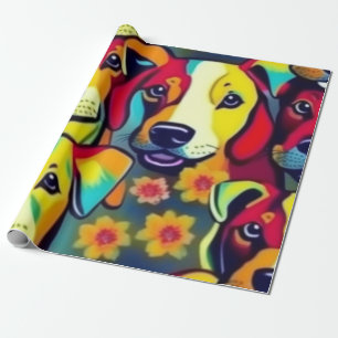 Liebliche Hunde bunte Hunde Haustiere Schwänze Pap Geschenkpapier
