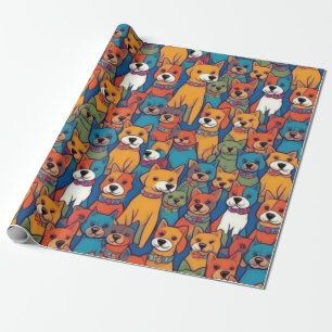 Liebliche Hunde bunte Hunde Haustiere Schwänze Pap Geschenkpapier