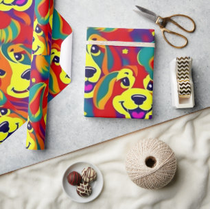 Liebliche Hunde bunte Hunde Haustiere Schwänze Pap Geschenkpapier