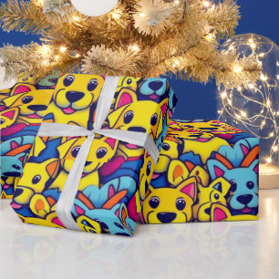 Liebliche Hunde bunte Hunde Haustiere Schwänze Pap Geschenkpapier