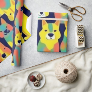 Liebliche Hunde bunte Hunde Haustiere Schwänze Pap Geschenkpapier