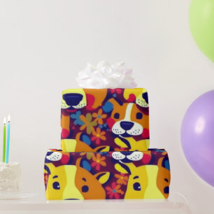 Liebliche Hunde bunte Hunde Haustiere Schwänze Pap Geschenkpapier