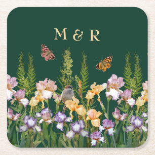 Liebliche Ire, Vogelschmetterlinge, Monogramm Rechteckiger Pappuntersetzer