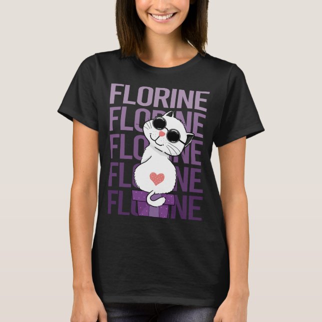 Liebliche Katze - Floriner Name T-Shirt (Vorderseite)
