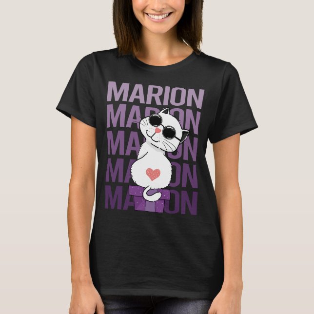 Liebliche Katze - Marion Name T-Shirt (Vorderseite)