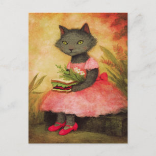 Liebliche Katze mit einem Springsandwich Postkarte