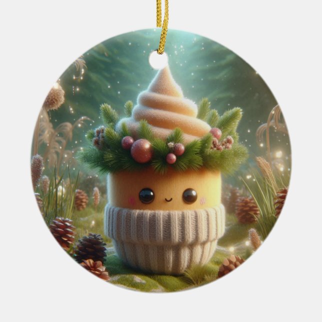 Liebliche Kiefernkreatur Keramik Ornament (Vorne)