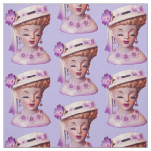 Liebliche Lady Head Vase Purple Flowers Puppe aus Stoff