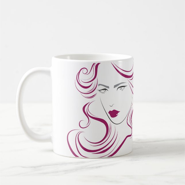 Liebliche Mädchen Ikone lila Haarstyling Branding Kaffeetasse (Links)