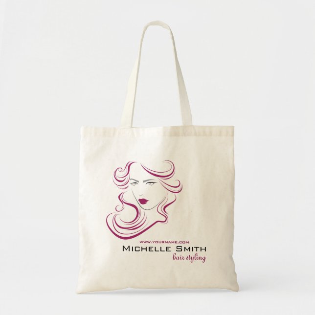 Liebliche Mädchen Ikone lila Haarstyling Branding Tragetasche (Vorne)