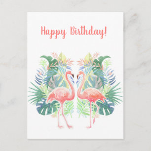 Liebliche Märchengeschichte für zwei Flamingo-Trop Postkarte