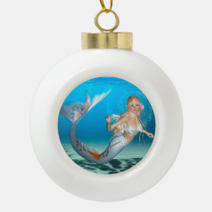 Liebliche Meerjungfrau Keramik Kugel-Ornament