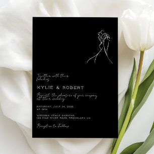 Liebliche moderne Zeichnung Romantische Hochzeit Einladung